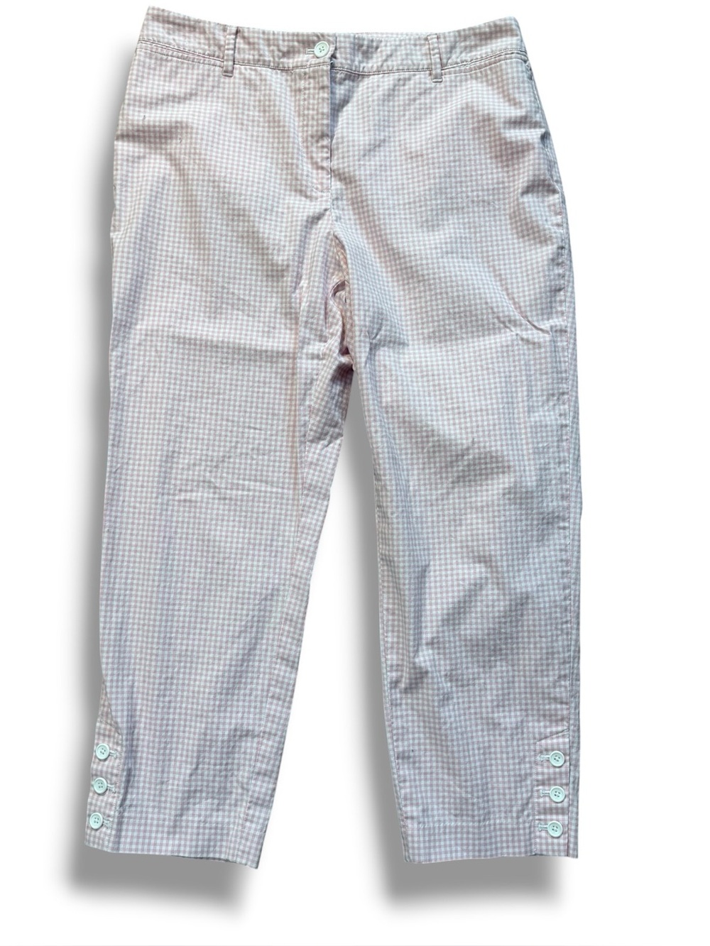 Talbots Pink and White Gingham Perfect Crop Pants Size 12